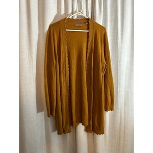 Burnt orange evolution scalloped long sleeve lady sweater